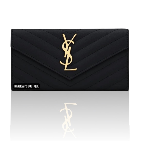 BRAND NEW YSL SAINT LAURENT Long Flap Wallet In Grain Embossed Leather MSRP $930 - Picture 3 of 13